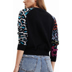 Suéter Manga Larga Para Mujer 22wwjf80/2000 Marca Desigual® Negro Animal Print L