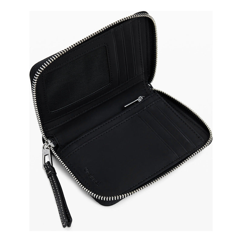 Cartera Con Diseño Floral Mod.24wayp08 Marca Desigual® Negro Floreado