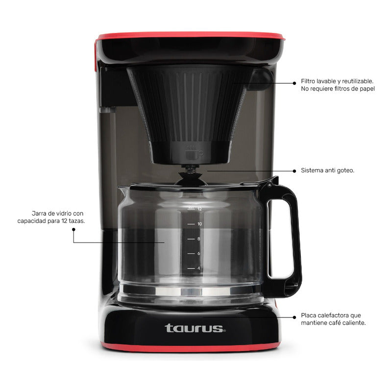 Cafetera Taurus Velvet Coffee 1.5l Café Aroma Intenso Negro