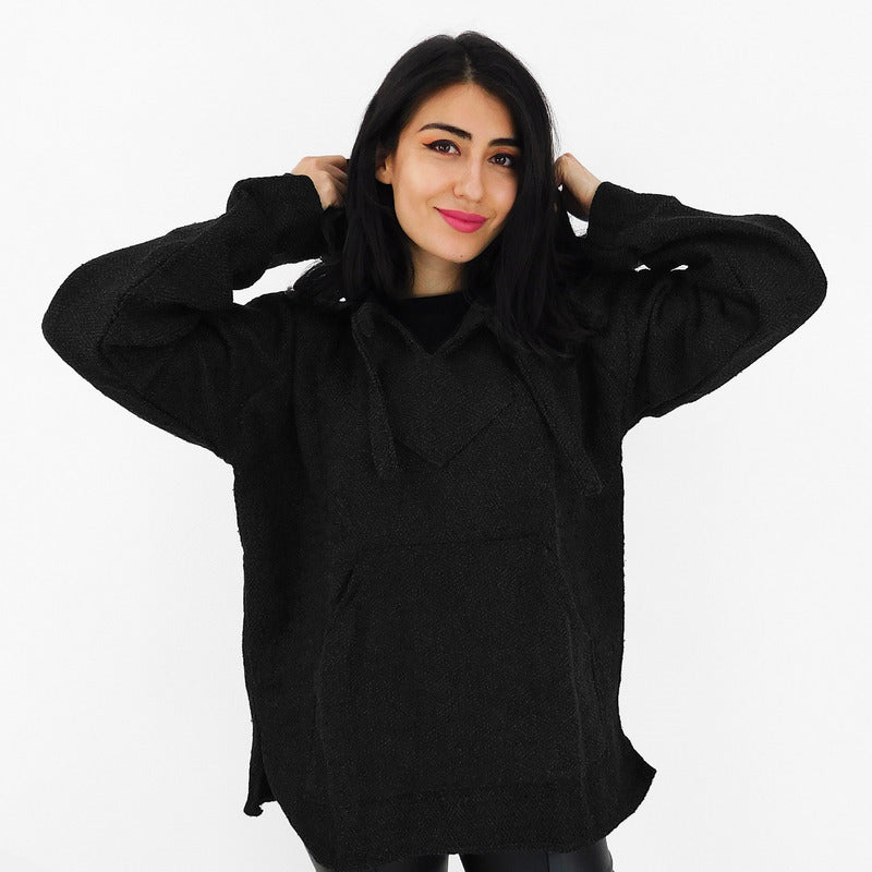 Suéter Poncho Canguro Artesanal Hoodie Acrilico Colores