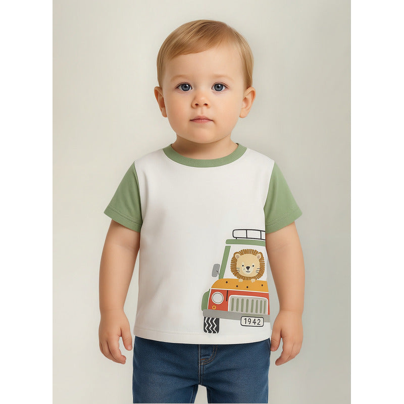 Playera Comoda Para Bebé Mod.1002 Marca Mayoral® Multicolor León 6-9 Meses Lisa