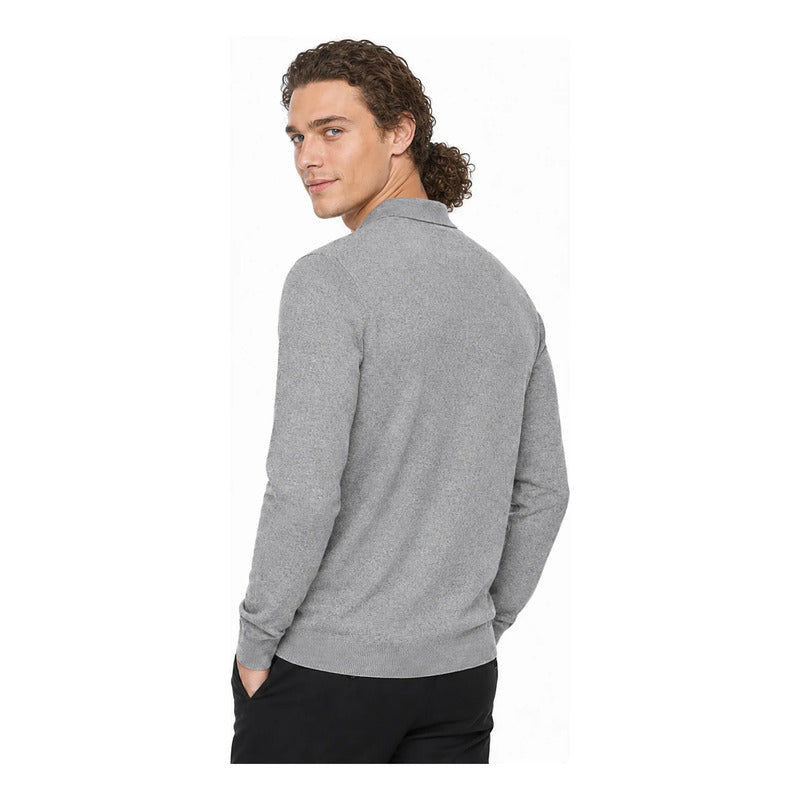 Playera Polo Para Hombre Mod. Om2502 Marca Roosevelt® Gris G Lisa