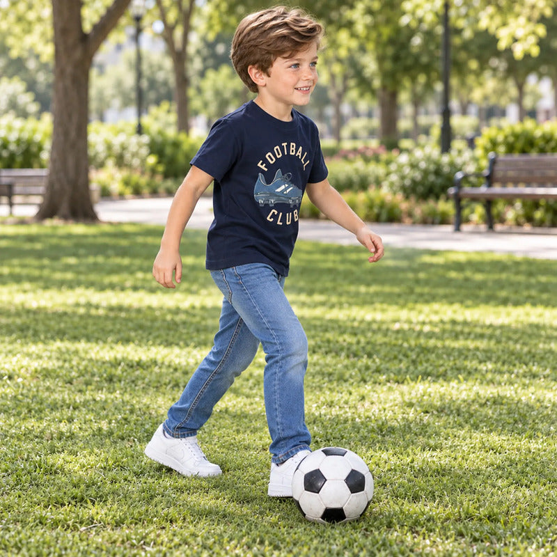 Playera Casual Para Niño Mod.3072 Marca Mayoral® Marino Football 6 Años Lisa