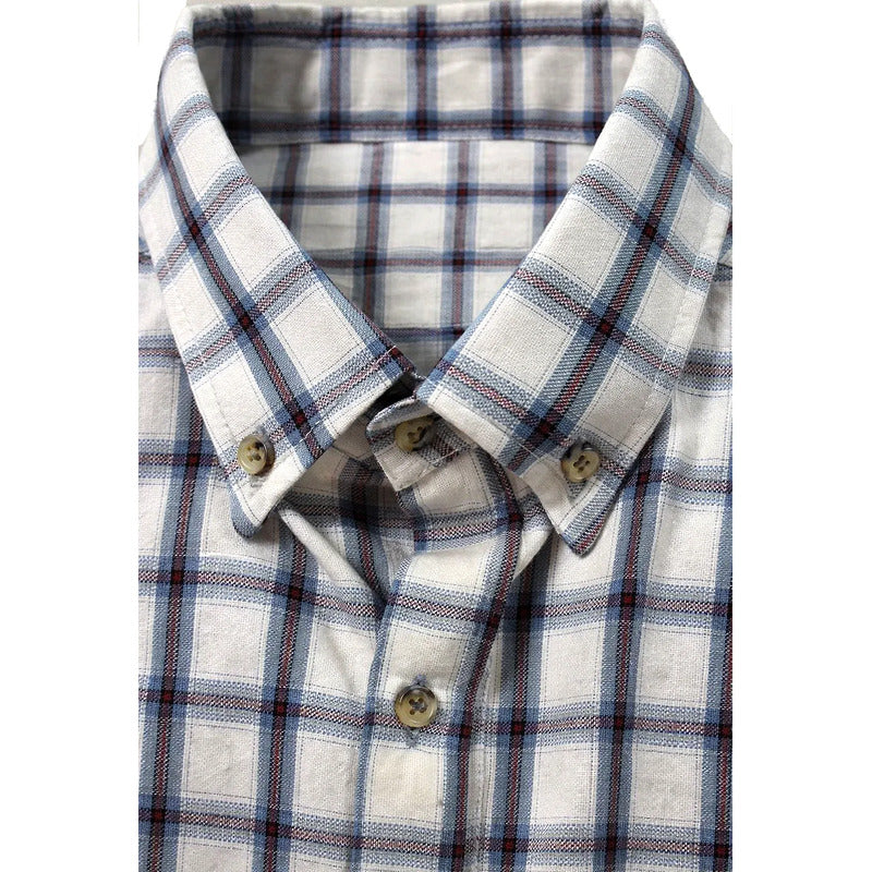 Camisa Casual Para Hombre De Algodón M.b61104 Marca Bobois® Multicolor Cuadriculado Ch
