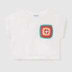 Blusa Corta Para Niña Mod.6047 Marca Mayoral® Blanco Carmín 16