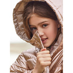 Chamarra Para Niña Reversible  Mod.7482 Marca Mayoral® Oro Rosado 16 Lisa