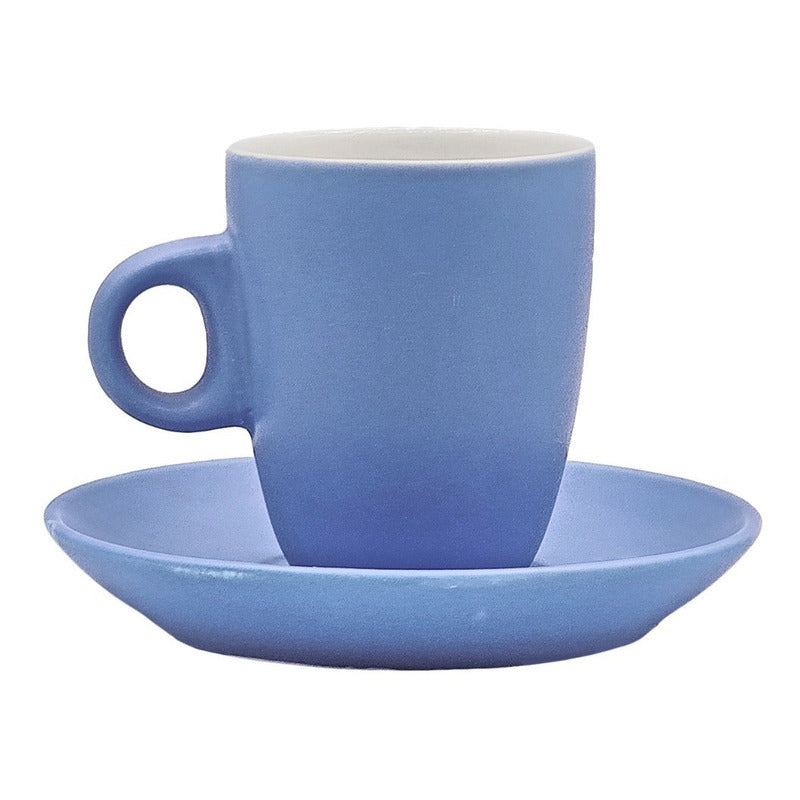 Set De 6 Tazas+platos De Porcelana Mod.1767 Rosa/multicolor Tazas