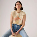 Playera Boxy Tank Para Dama Mod. 001mw0004 Marca Levis® Beige Rodep Ch Estampa Localizada