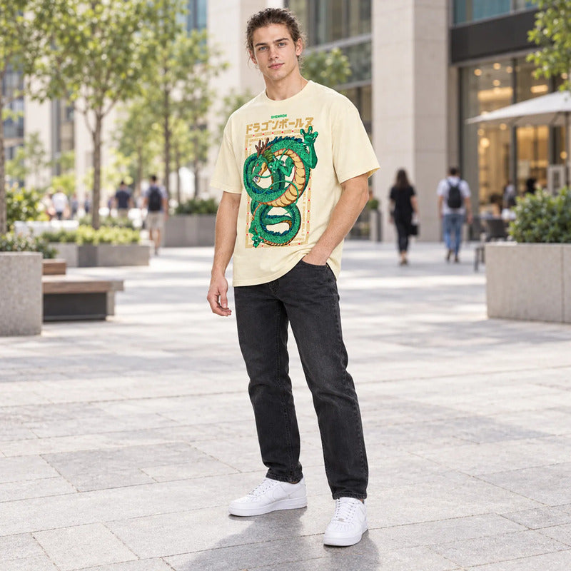 Playera Oversize Fit Hombre Dragon Ball Z Mascara De Latex® Beige Sheron G Lisa