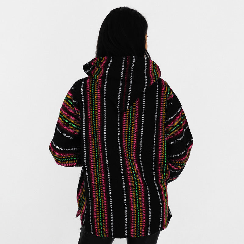 Suéter Poncho Canguro Artesanal Hoodie Acrilico Colores
