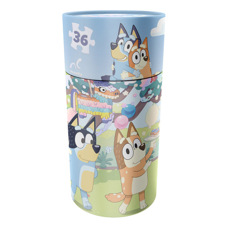 Rompecabezas Infantil Bluey, 36 Piezas Cilindro Cartón