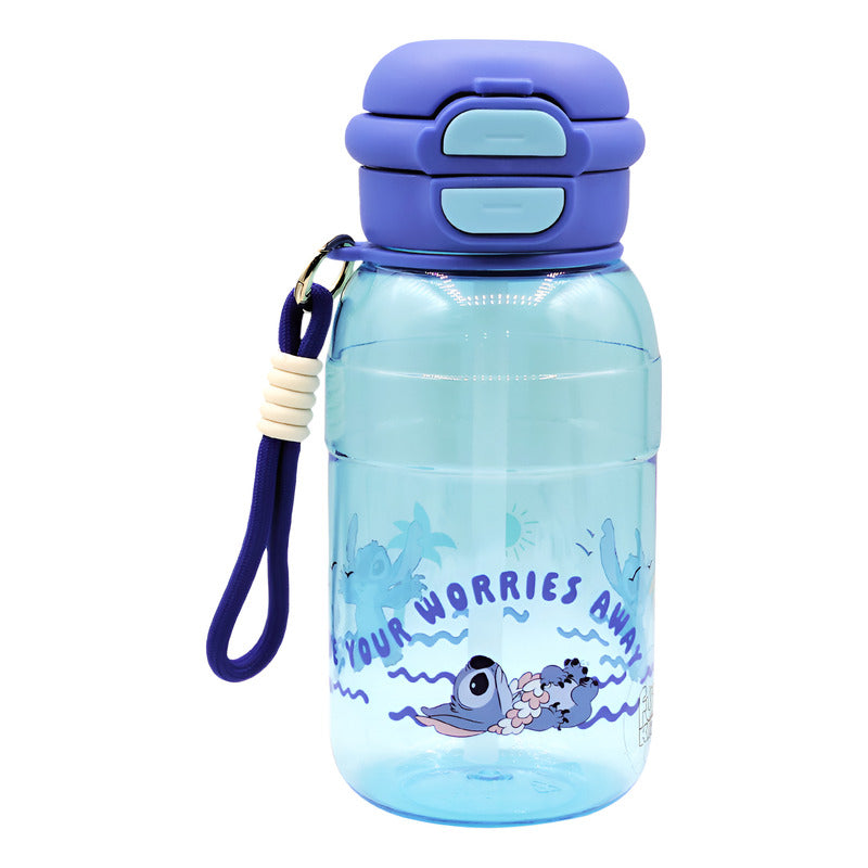 Botella 2 En 1 Tapa De Boquilla Y Popote Con Asa 650ml