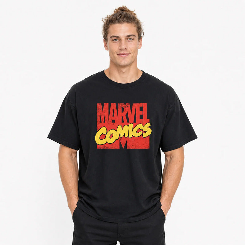 Playera Oversize Fit Hombre Marvel Comics Mascara De Latex® Negro Marvel Comics Ch Lisa