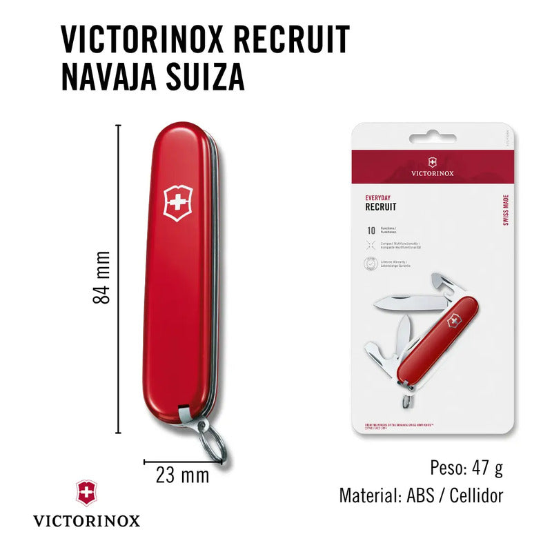 Victorinox Navaja Recruit, Roja, 10 Usos Color Rojo