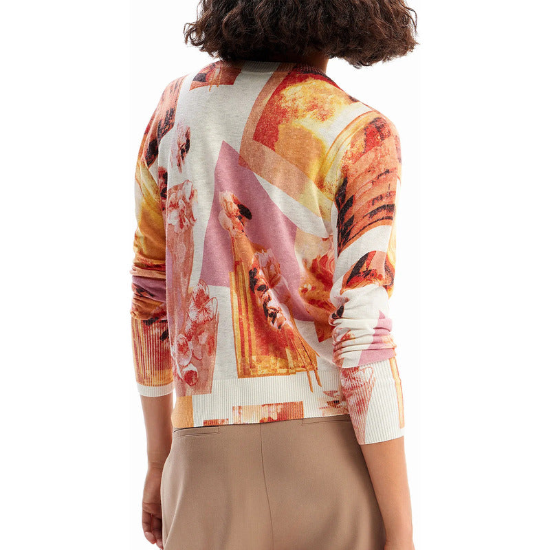 Sueter Ligero Para Mujer 23wwjf38/3049 Marca Desigual® Multicolor Floreado Xl