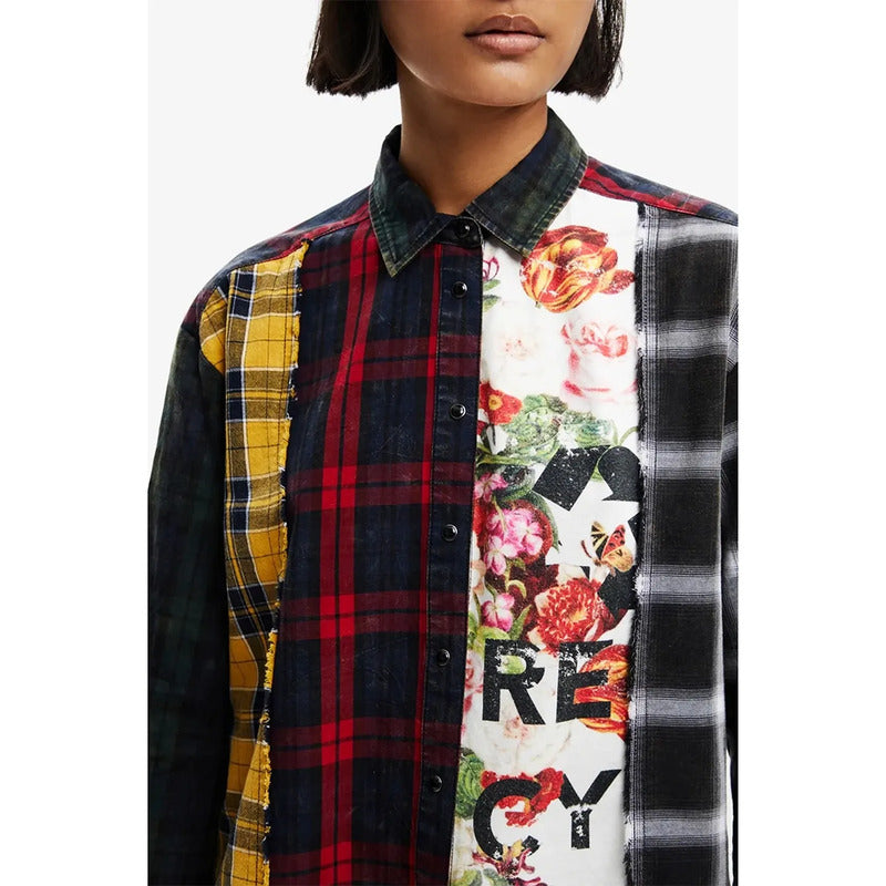 Camisa Larga Casual Para Mujer 22wwcw13/9019 Desigual® Multicolor Geométrico Xs
