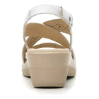Sandalia Casual Cuña Baja Para Dama Mod.116024 Marca Flexi® Blanco Perforado 25.5 Mx