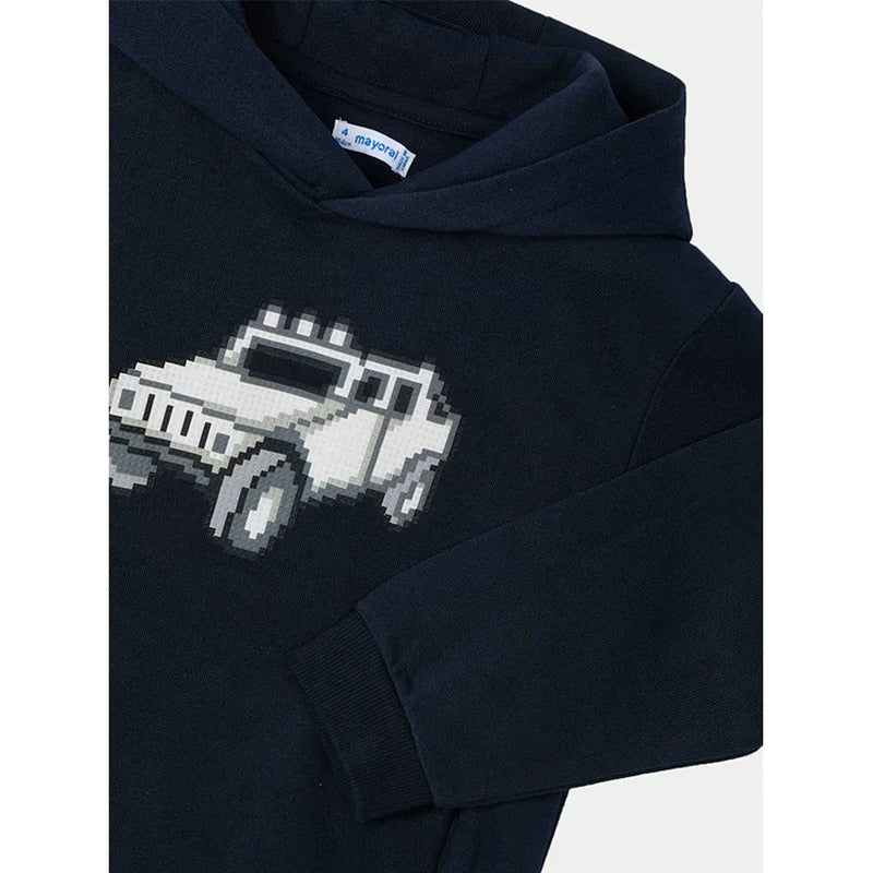 Sudadera Estampada Con Gorro Para Niño Mod.4451 Mayoral® 3 Años Azul Oscuro Pixel Truck