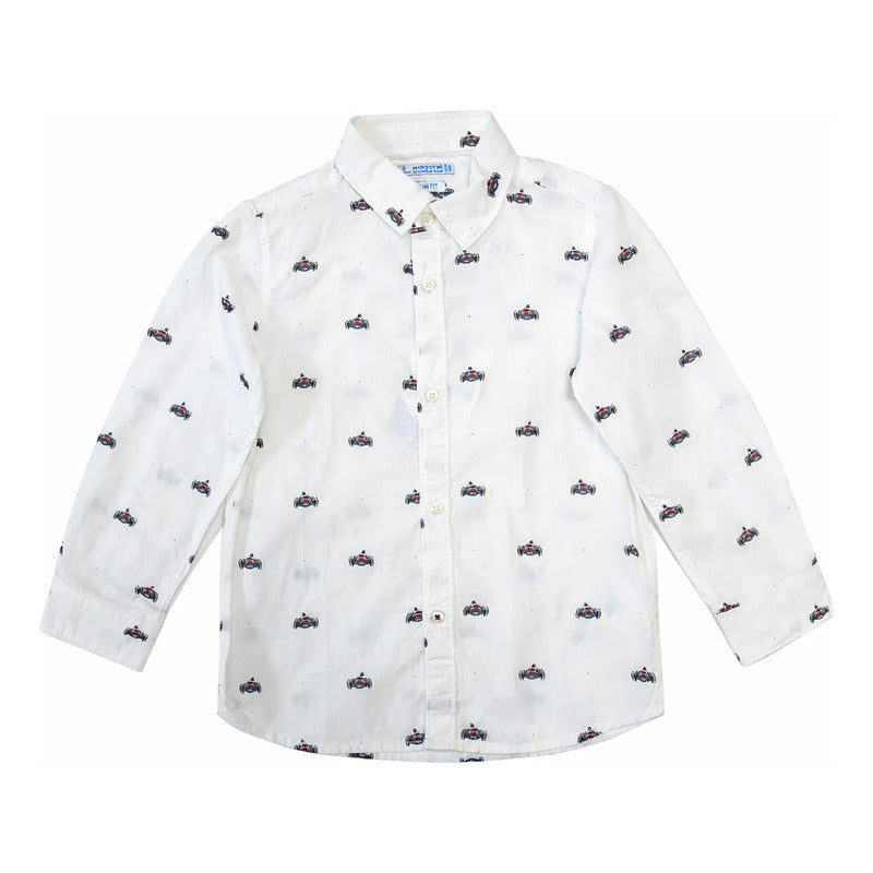 Camisa Estampada Para Niño Mod. 4121 Marca Mayoral® Blanco Carritos 2