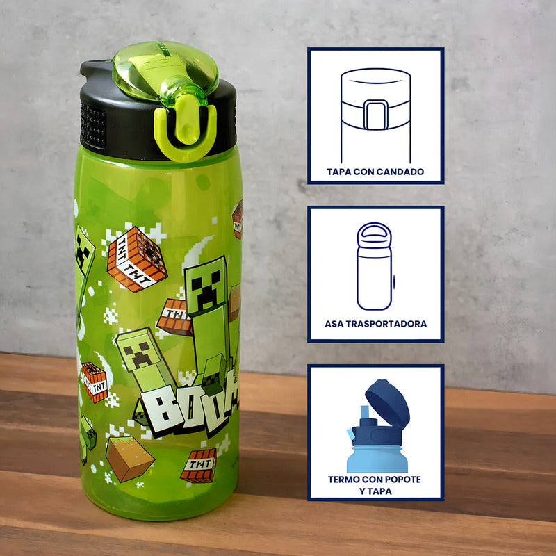 Botella Infantil Ligera Para Agua 700ml Diseños Animados