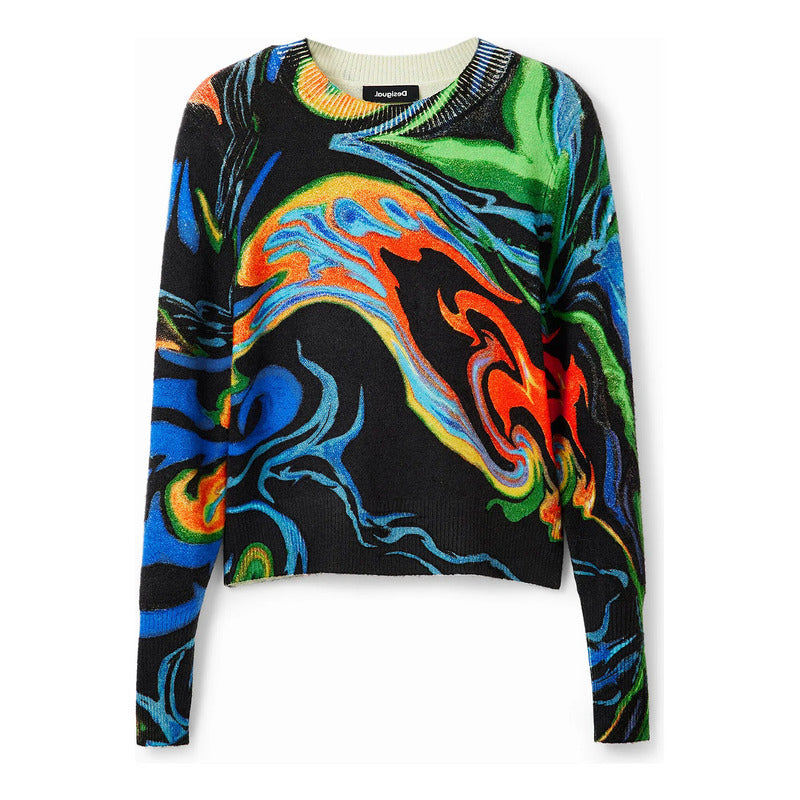 Suéter Suave Casual Para Mujer  23wwjf12/2000 Desigual® Multicolor Mármol Xs