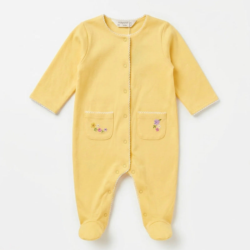 Mameluco Ligero Para Bebé Mod. 1708 Marca Mayoral® Amarillo 2-4 Meses Lisa