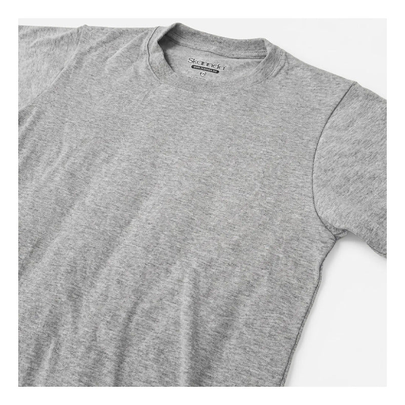 Playera Casual Básica Unisex Mod. 4148 Marca Skannda® Gris Lisa Eg