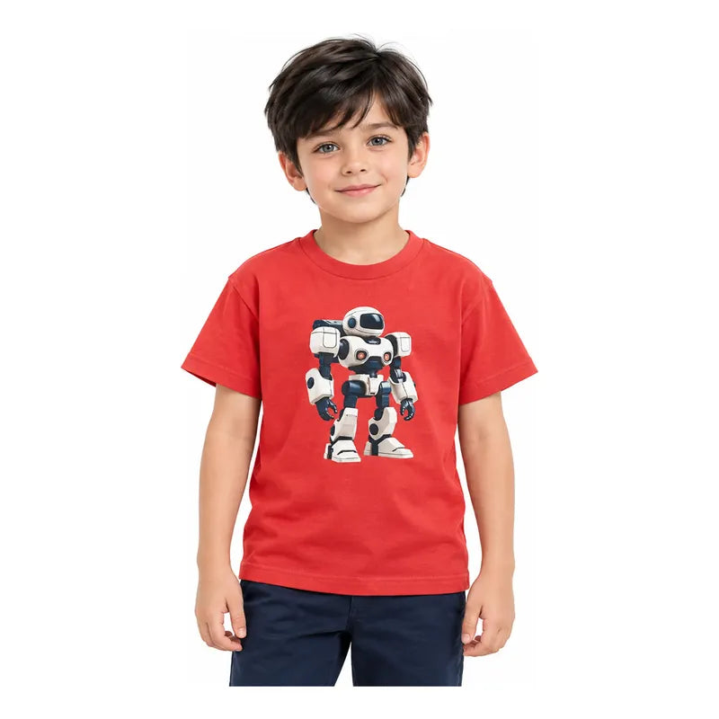 Playera Casual Para Niño Mod.3066 Marca Mayoral® Tomate Robot 7 Años Lisa