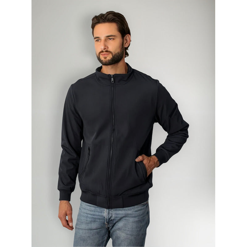 Chamarra Ligera Tipo Bomber Cw89-pol8728 Greenlander® Azul Marino 1x Lisa
