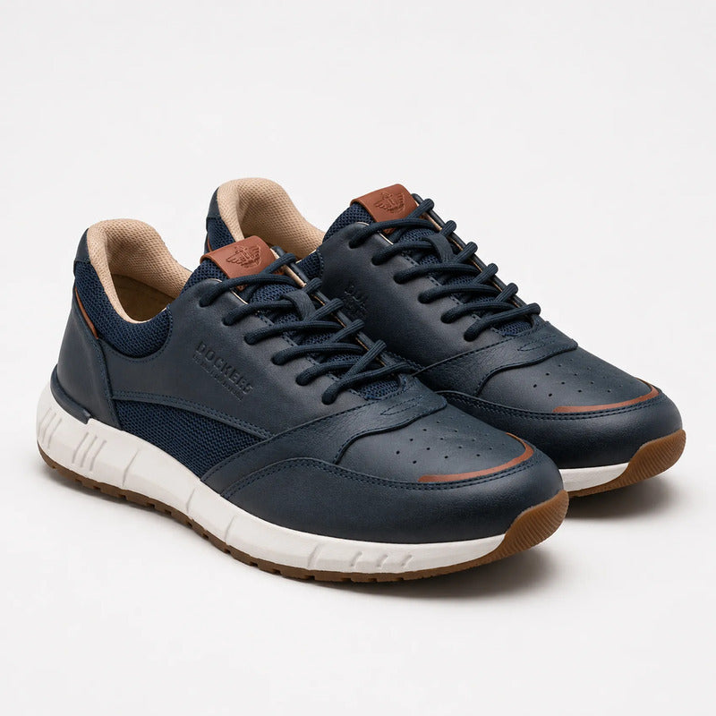 Tenis Casual Para Caballero Mod. D2126802 Marca Dockers® Azul Marino Liso 26.5 Mx
