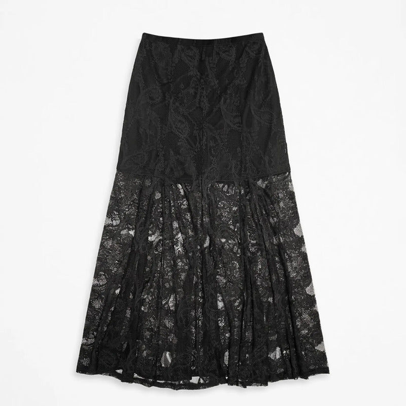 Falda De Encaje Con Forro Corto Integrado X63101 Bobois® Negro Encaje M