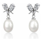 Aretes Elegantes Mujer Bisutería Fina Corazón De Diamante Plateado