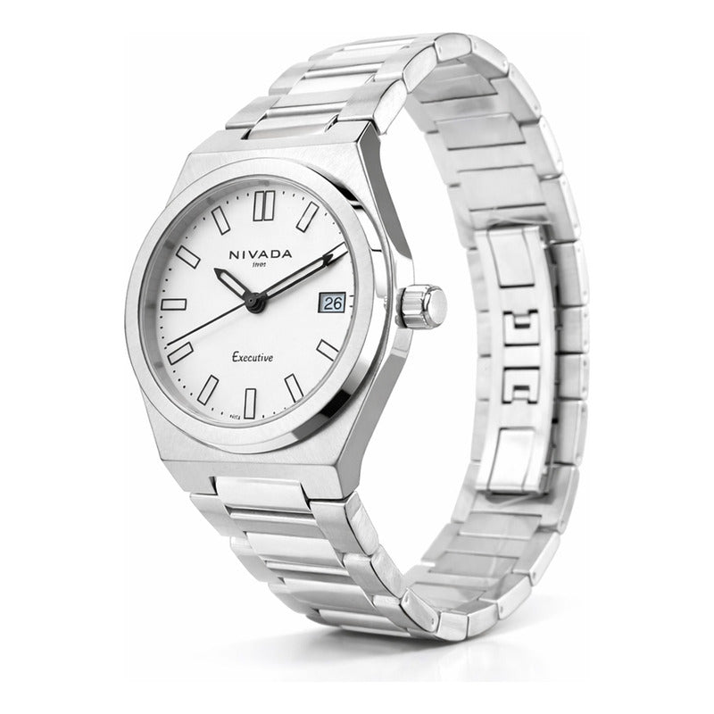 Reloj Executive Para Mujer Np20167lacbi Marca Nivada Swiss® Plateado