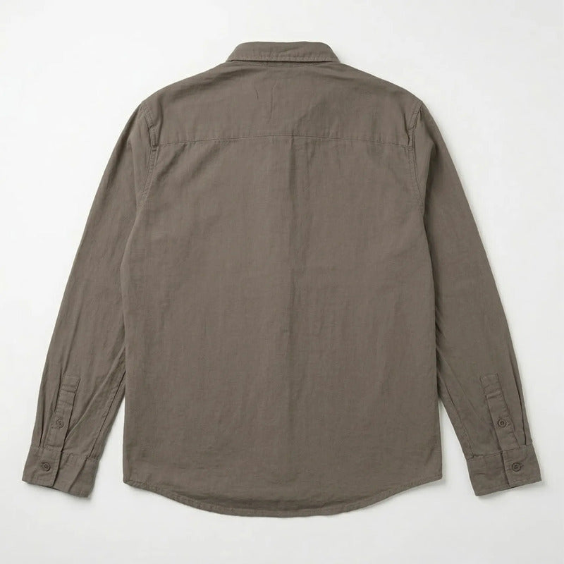 Camisa Lino Regular Fit Para Hombre Mod. Le2601 Roosevelt® Gris Oscuro Lisa Eg