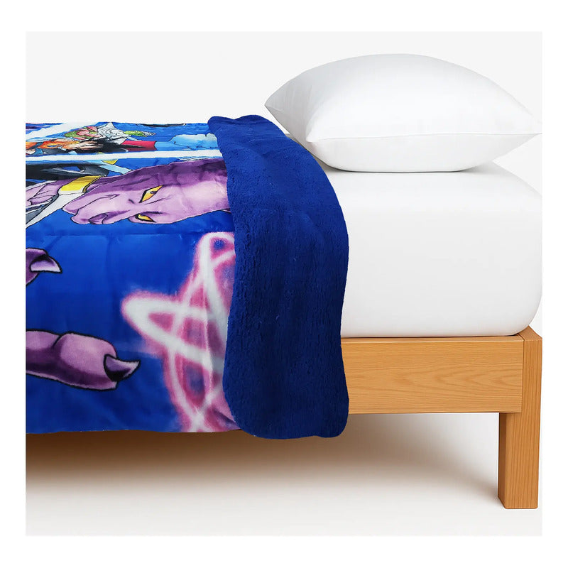 Cobertor Borrega Individual 1.50m X 2.00m Marca Providencia® Dragon Ball Z 1 Kg Multicolor