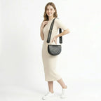 Bolsa Crossbody Para Mujer Mod. Ji 2123 Marca Jaime Ibiza® Negro Lisa Níquel