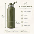 Termo De Acero Inoxidable Insulado 1 Litro Marca Nuvó® Verde Musgo