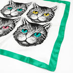 Mascada Ejecutiva De Satín Cuadrada Fina Para Mujer Multicolor Gatos Unitalla