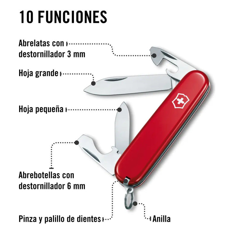 Victorinox Navaja Recruit, Roja, 10 Usos Color Rojo