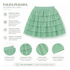 Falda Tul Plisado Para Niña Mod.4902 Marca Mayoral® Verde Jade Tul Pisado 2 Años