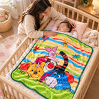 Manta De Cuna Raschel 140x110cm Dibujosanimados Providencia® Winiie Phoo Amigos 500 G Amarillo