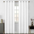 Cortina Blackout 2 Paneles Textura Lino Impermeable Luna® Blanco