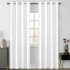 Cortina Blackout 2 Paneles Textura Lino Impermeable Luna® Blanco