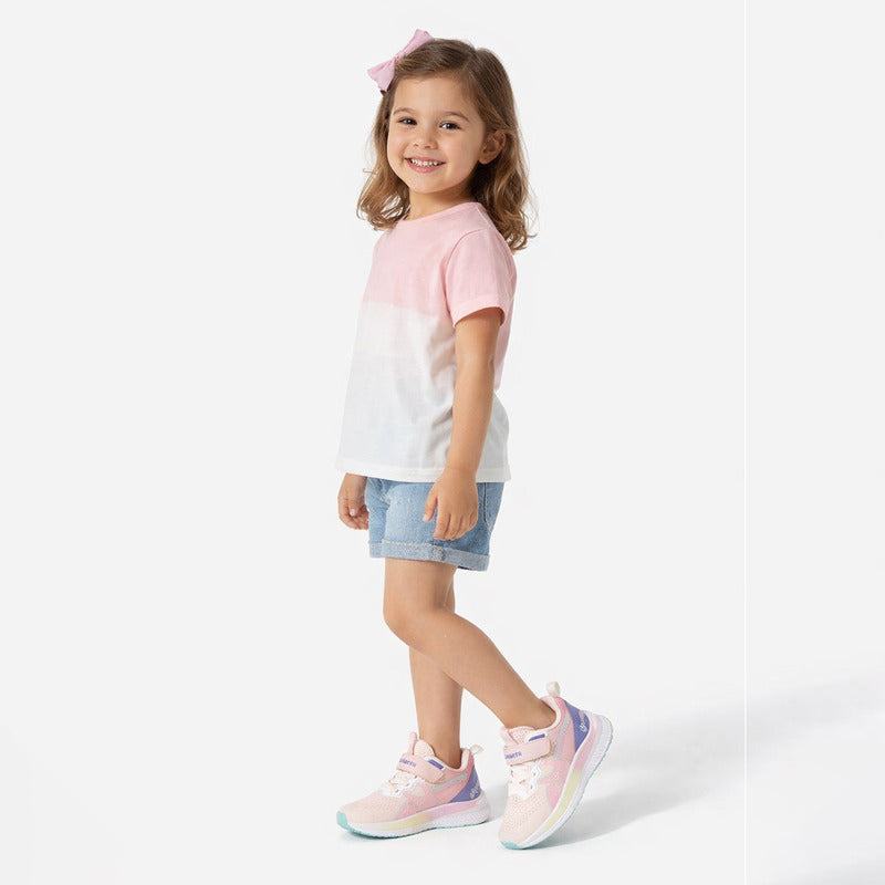 Tenis Deportivo Para Niña Mod.203300 Marca Coqueta Y Audaz® Rosa Claro 20 Mx