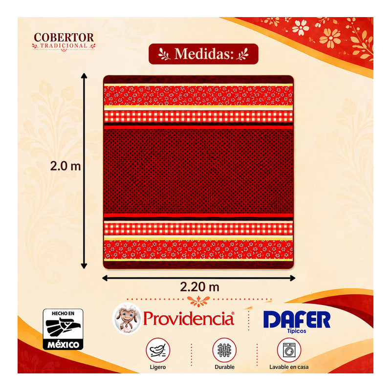Edredón Borrega Soft Sobrecamero 2x2.20m Marca Providencia® Multicolor Florencia