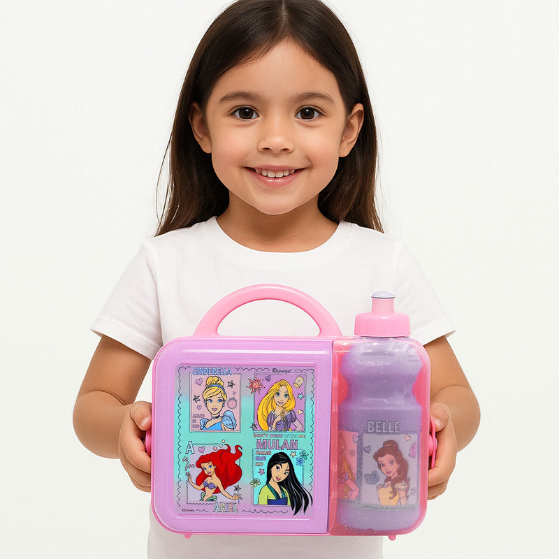 Lonchera Infantil De Plástico Con Botella Diseños Varios