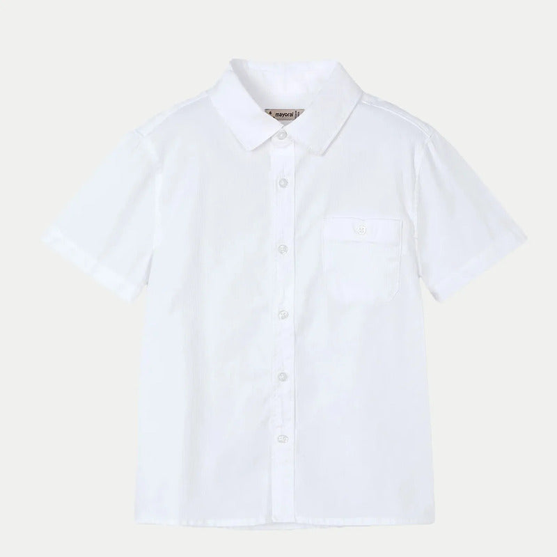 Camisa Casual Para Niño Mod.3112 Marca Mayoral® Blanco Lisa 10 Años