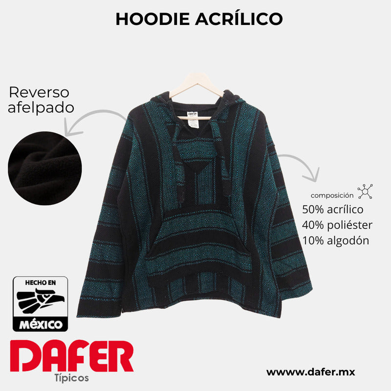 Suéter Poncho Canguro Artesanal Hoodie Acrilico Colores