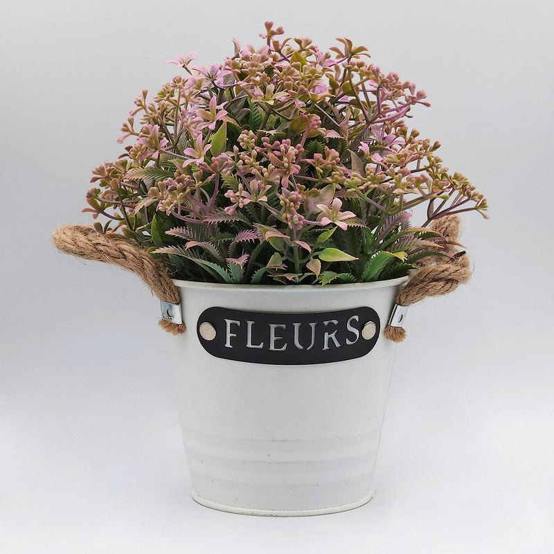 Maceta Decorativa Vintage Con Flores Artificiales Adorno