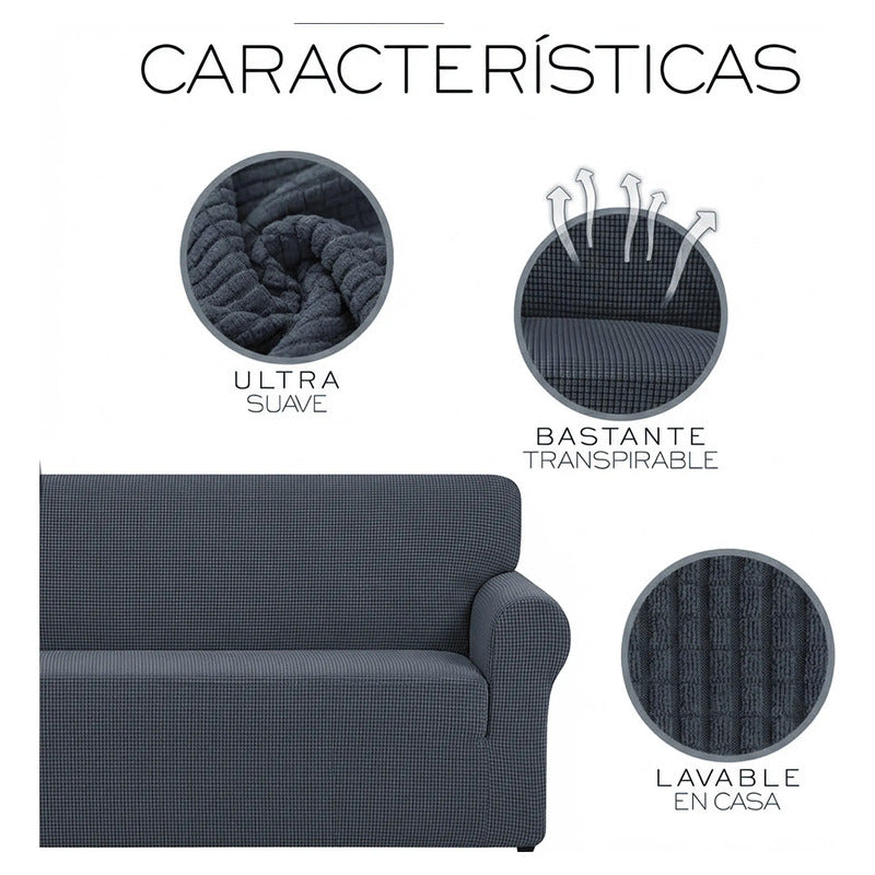 Cubre Sala Set 3 Piezas Estirable Ajuste Perfecto Blank &co® Oxford Geométrico
